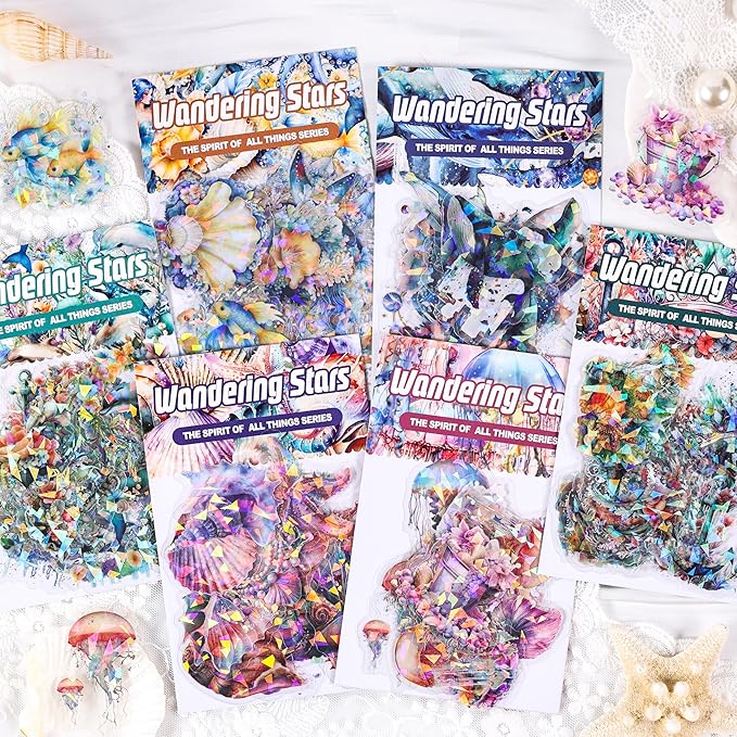 120Pcs Holographic Sea Animal Stickers by YOKSAS
