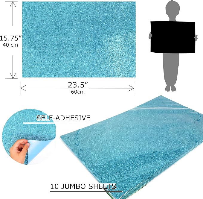 Allgala Jumbo Self-Adhesive Glitter EVA Foam Sheets 10 Pack 16x24 inch Paper - Image 2