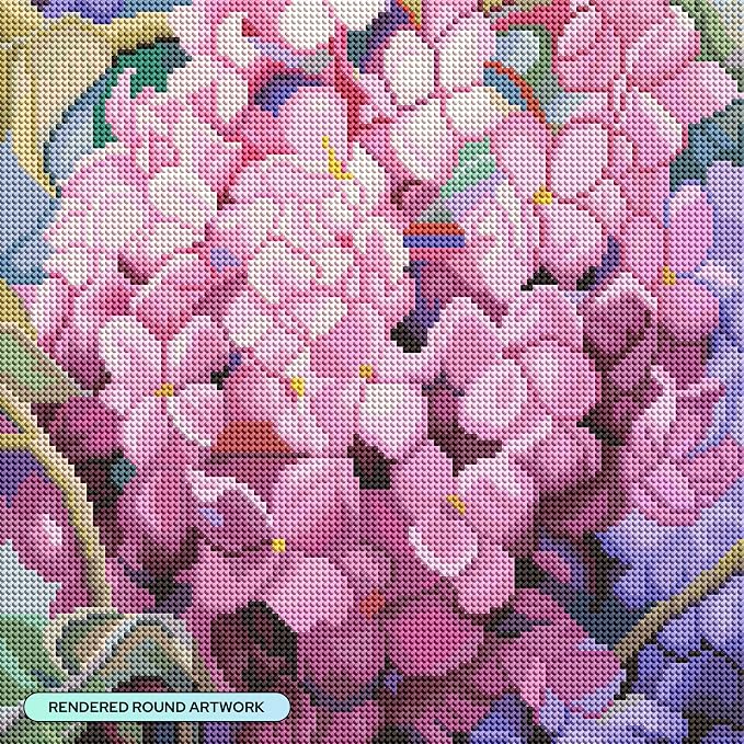 DIAMOND ART CLUB Pink Hydrangea Diamond Painting Kit, Fun DIY Crafts - Image 2