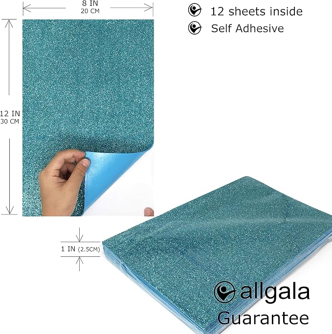 Allgala 12 Pack Glitter EVA Foam Paper 8 x 12inch Sheets-Turquoise Color - Image 2