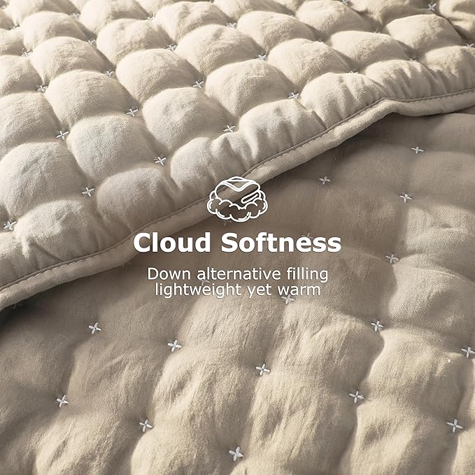 WDCOZY Beige Queen Size Quilt Bedding Sets - Image 4