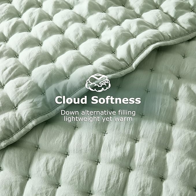 WDCOZY Sage Green King Size Quilt Bedding Sets - Image 4