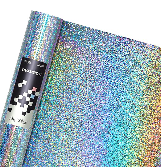 VViViD Mosaic+ Silver Holographic Glitter 1ft x 5ft Crafting Vinyl Crinkle-Free by VVIVIDVINYL