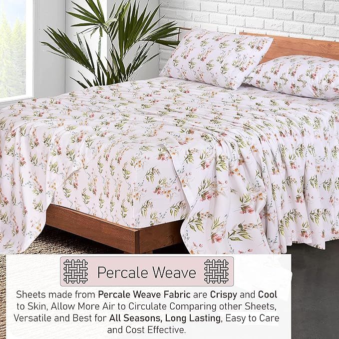 RUVANTI 100% Cotton Sheets – California King Percale Bedding, Cooling & - Image 4
