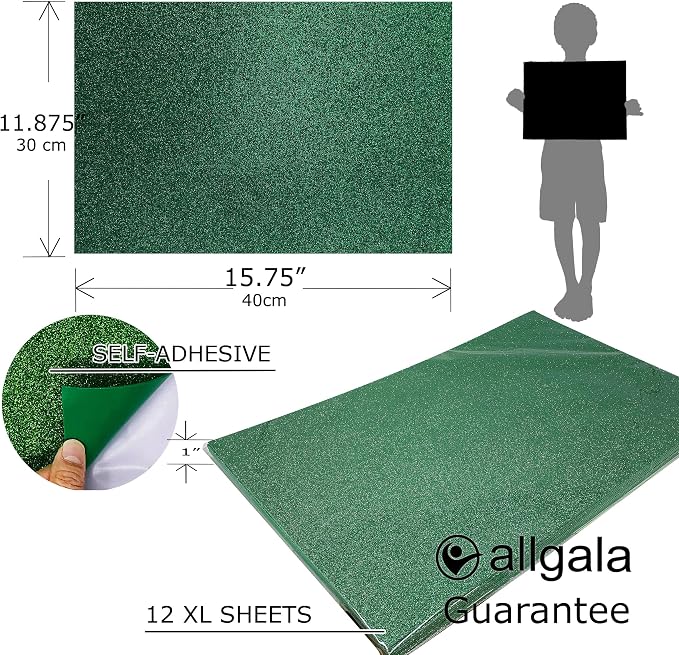 Allgala X-Large Self-Adhesive Glitter EVA Foam Sheets 12 Pack 12x16 inch Paper - Image 2