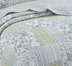Brilliant Sunshine Multi Blue and Beige Floral Patchwork, 2-Piece Quilt Set - Image 5