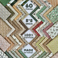 60-Piece Neutral Nature Patchwork Cotton Fabric Squares – 8×8 inch, 100% Cotton by FabricsTown