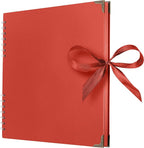 Bstorify Square Scrapbook Photo Albums 80 Pages Red Thick Paper, Ribbon Closure by Bstorify
