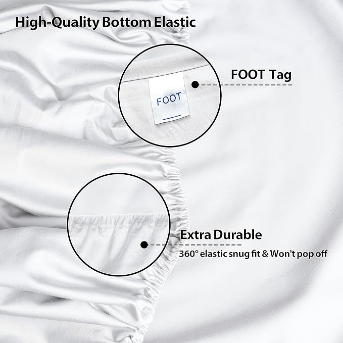 Queen Size Fitted Sheet Only White, 100% Egyptian Cotton 600 Thread Count - Image 5