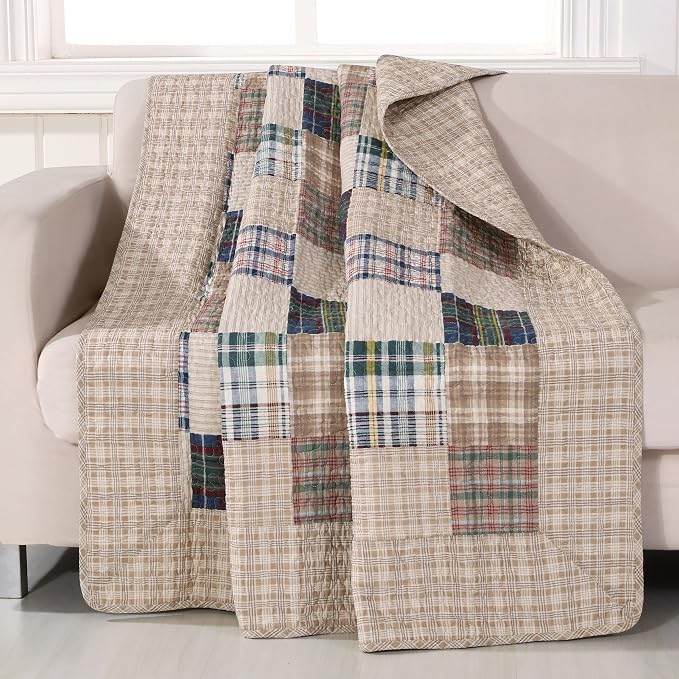 Greenland Home Oxford 100% Cotton Throw Blanket, Tan 50 x 60 in - Image 5