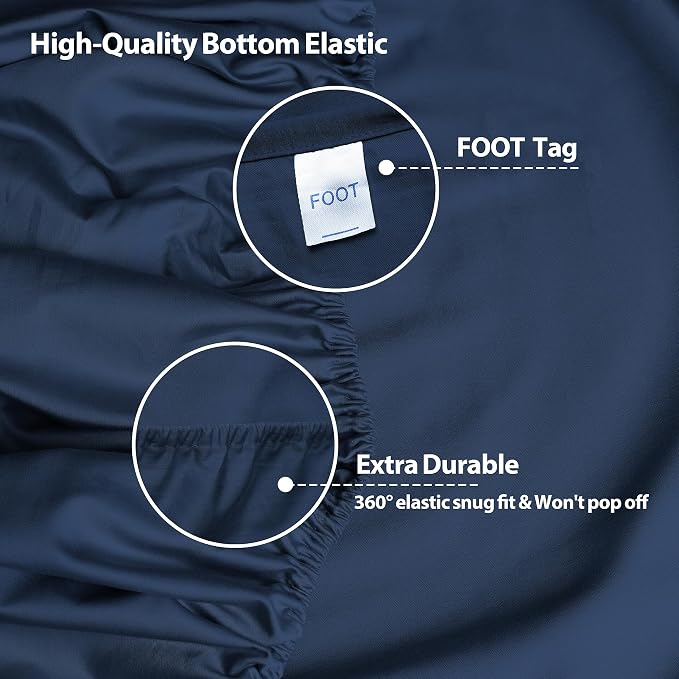 Twin Size Fitted Sheet Only Navy Blue, 100% Egyptian Cotton 600 Thread Count - Image 5