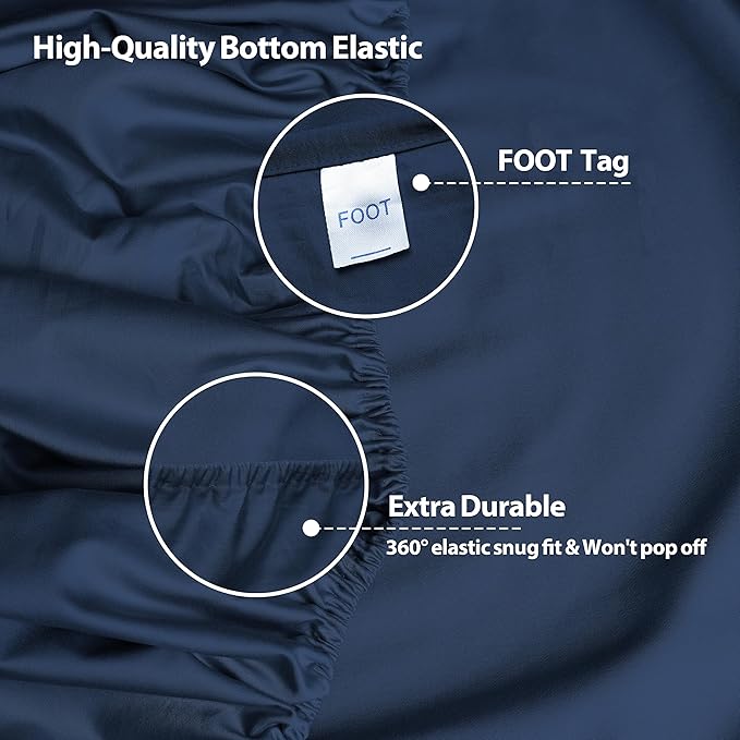 King Size Fitted Sheet Only Navy Blue, 100% Egyptian Cotton 600 Thread Count - Image 5
