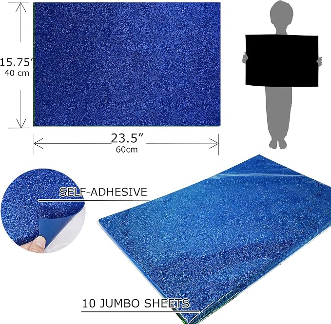 Allgala Jumbo Self-Adhesive Glitter EVA Foam Sheets 10 Pack 16x24 inch Paper - Image 2