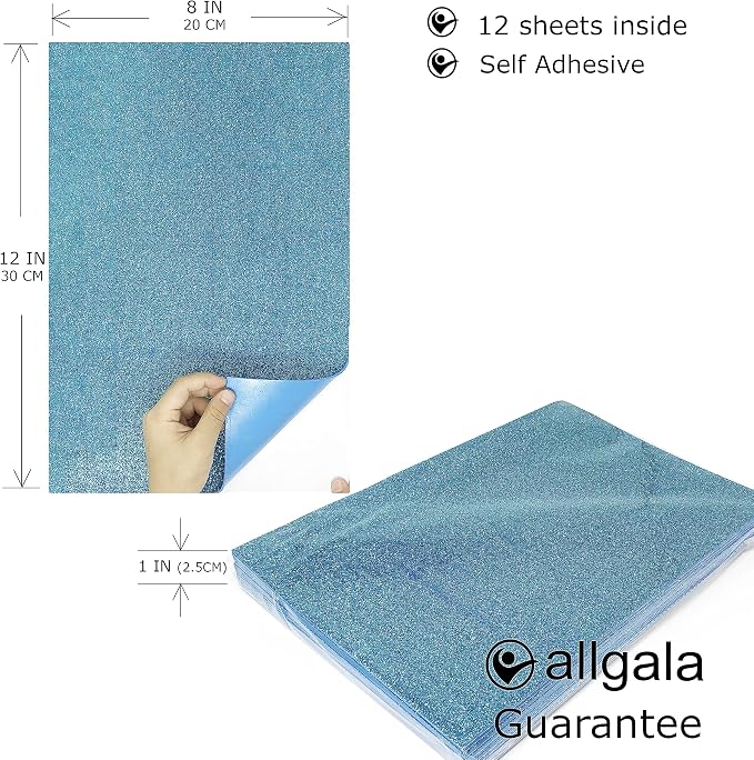 Allgala 12 Pack Glitter EVA Foam Paper 8 x 12inch Sheets-Light Blue Color - Image 2