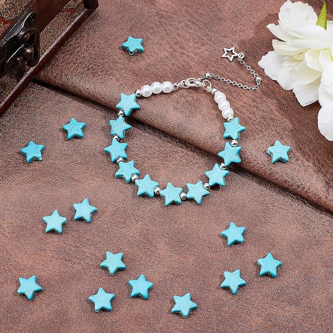 arricraft About 160 Pcs Star Shaped Stone Beads, Synthetic Howlite Star Beads - Image 2