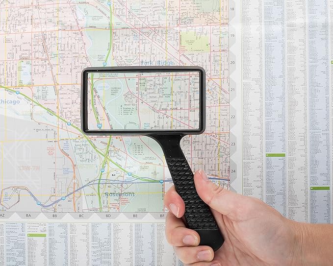 Jumbo Rectangular Handheld Magnifying Glass – Scratch Resistant Glass Lens - Image 4