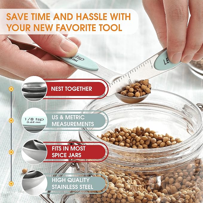 Spring Chef Stainless Steel Magnetic Measuring Spoons Set of 8 - Image 5