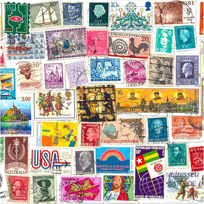 1000 Stamps from World Countries Mixed Philately Used Postage Stamps Off Paper - Image 2