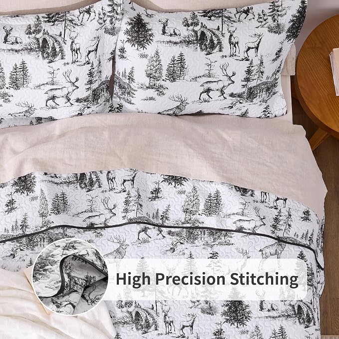 PPOLCA Rustic Twin Quilt Bedding Set, Christmas Lightweight Reversible Cabin - Image 3