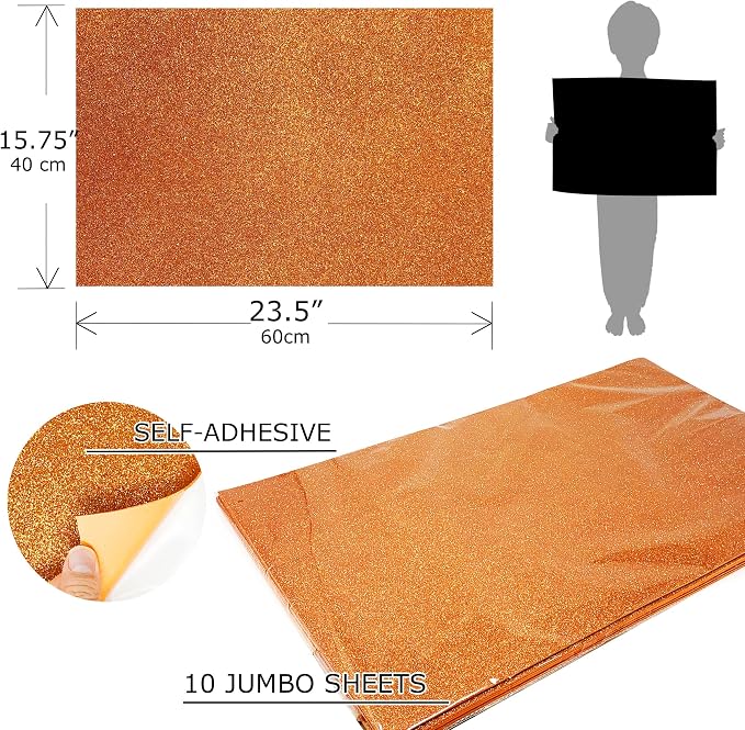 Allgala Jumbo Self-Adhesive Glitter EVA Foam Sheets 10 Pack 16x24 inch Paper - Image 2