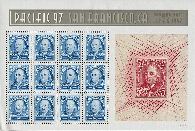 BENJAMIN FRANKLIN ~ STAMP COLLECTING ~ SOUVENIR SHEET of 12 x 50¢ US Postage by Unknown