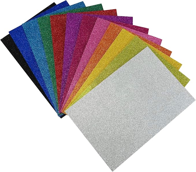 Allgala 12 Pack Glitter EVA Foam Paper 8" x 12" Sheets by Allgala