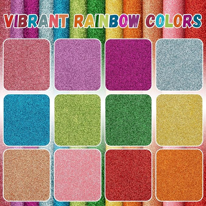12 Pack Glitter Foam Sheets Craft 8 x 12 inch 12 Colors | Sparkles Foam Paper - Image 3