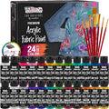 U.S. Art Supply 24 Color Permanent Acrylic Fabric Paint Set, by USArtSupply