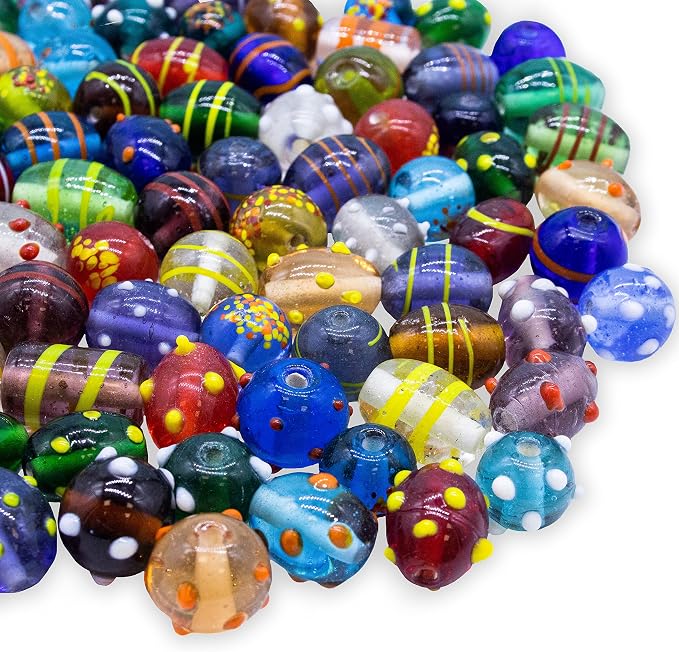 Assorted Glass Beads for Jewelry Making Adults, Bulk Glass Beads for Crafts by Fun-Weevz
