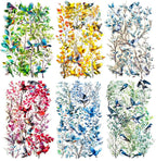 120-Piece Clear Bird & Floral Branch Sticker by YOKSAS