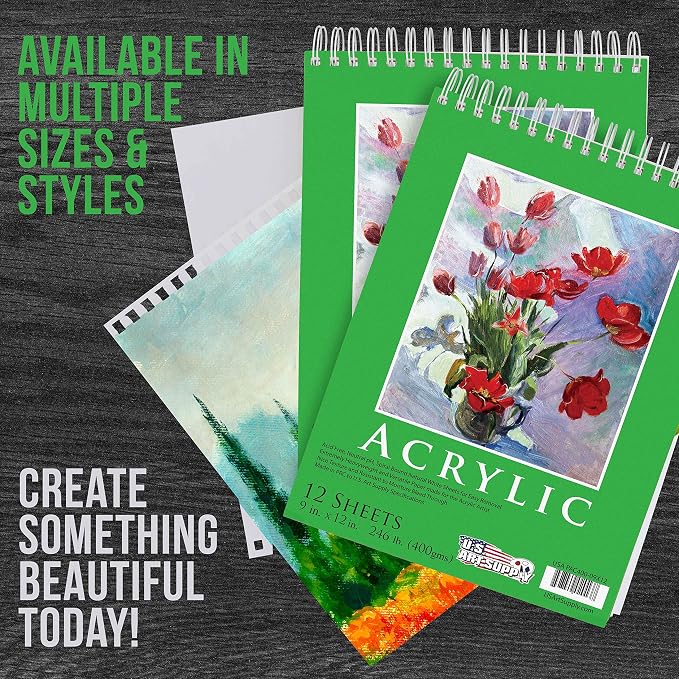 U.S. Art Supply 9x12 Premium Heavy-Weight Acrylic Painting Paper Pad, 2 Pack - Image 5