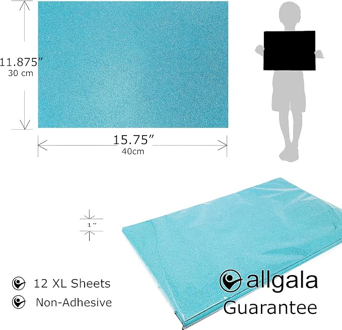 Allgala X-Large Glitter EVA Foam Sheets 12 Pack 12x16 inch Paper Sheets-Light - Image 2