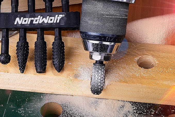 NordWolf 10-Piece Rotary Burr Wood Carving Rasp Files Set, - Image 9