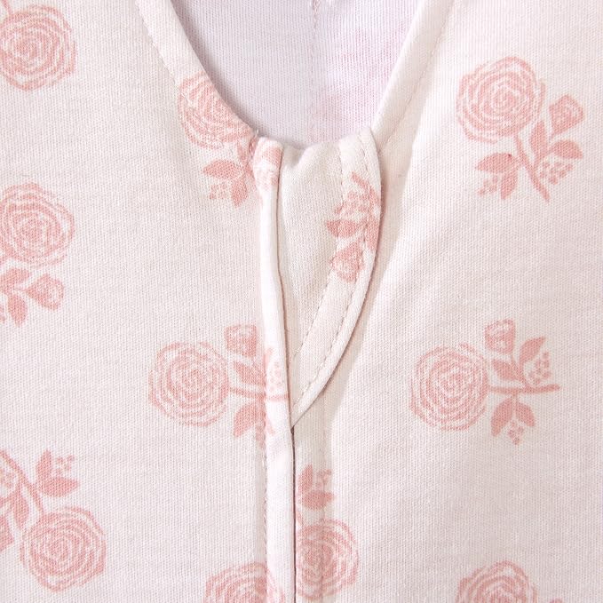 HALO 100% Cotton Sleepsack Swaddle, 3-Way Adjustable Wearable Blanket, TOG 1.5, Watercolor Rose Toss Blush, Newborn, 0-3 Months