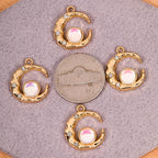 Gold-Tone Moon Charms with Rhinestones - Image 2