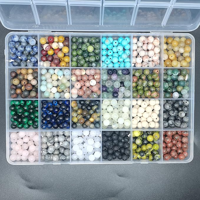 720pcs 6mm Natural Round Stone Beads Gemstone Beading Hole Size 1mm Crystal - Image 3