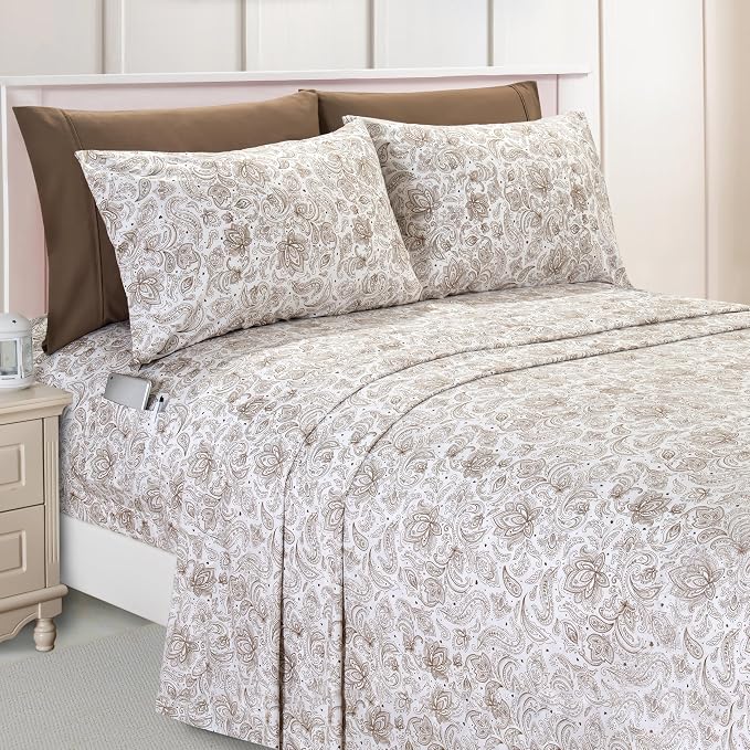 Elegant Comfort Luxury Soft Bed Sheets Paisley Pattern - Image 2
