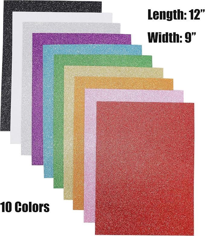OISAKLD 10 Pack Glitter EVA Foam 9x12 inch Color EVA Craft Foam EVA Foam Sheets - Image 2