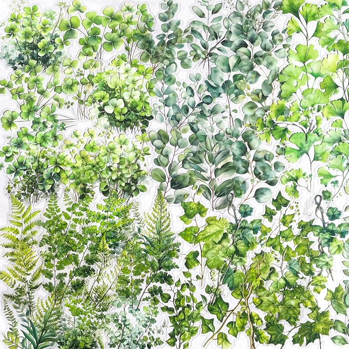 120PCS Green Botanical Leaf Scrapbook Stickers by YOKSAS