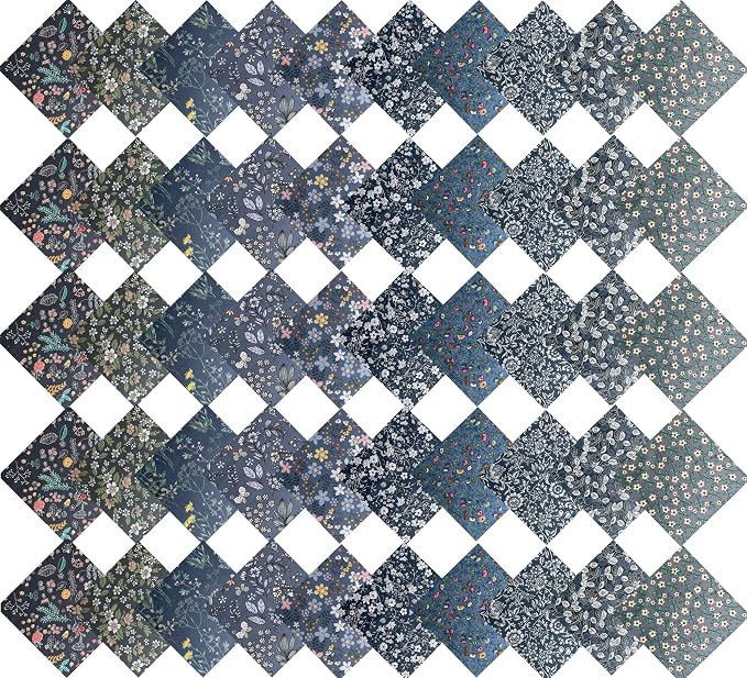 HANPATQUI 50PCS 5 x 5 inch Grey Printed 100% Cotton Fat Quarters Fabric - Image 4