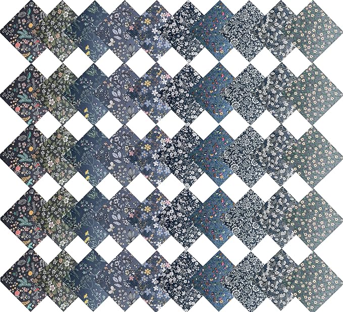 HANPATQUI 50PCS 10 x 10 inch Grey Printed 100% Cotton Fat Quarters Fabric - Image 4