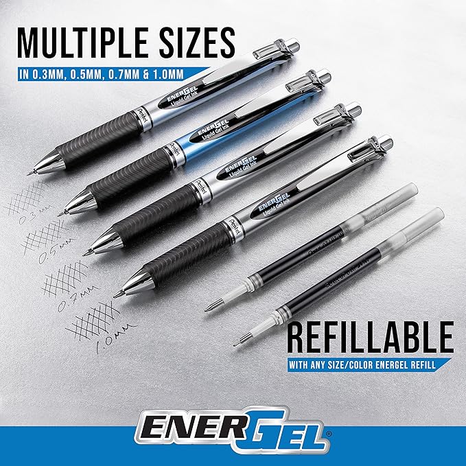 Pentel EnerGel RTX Retractable Liquid Gel Pen, Medium Line, Metal Tip, Violet - Image 5