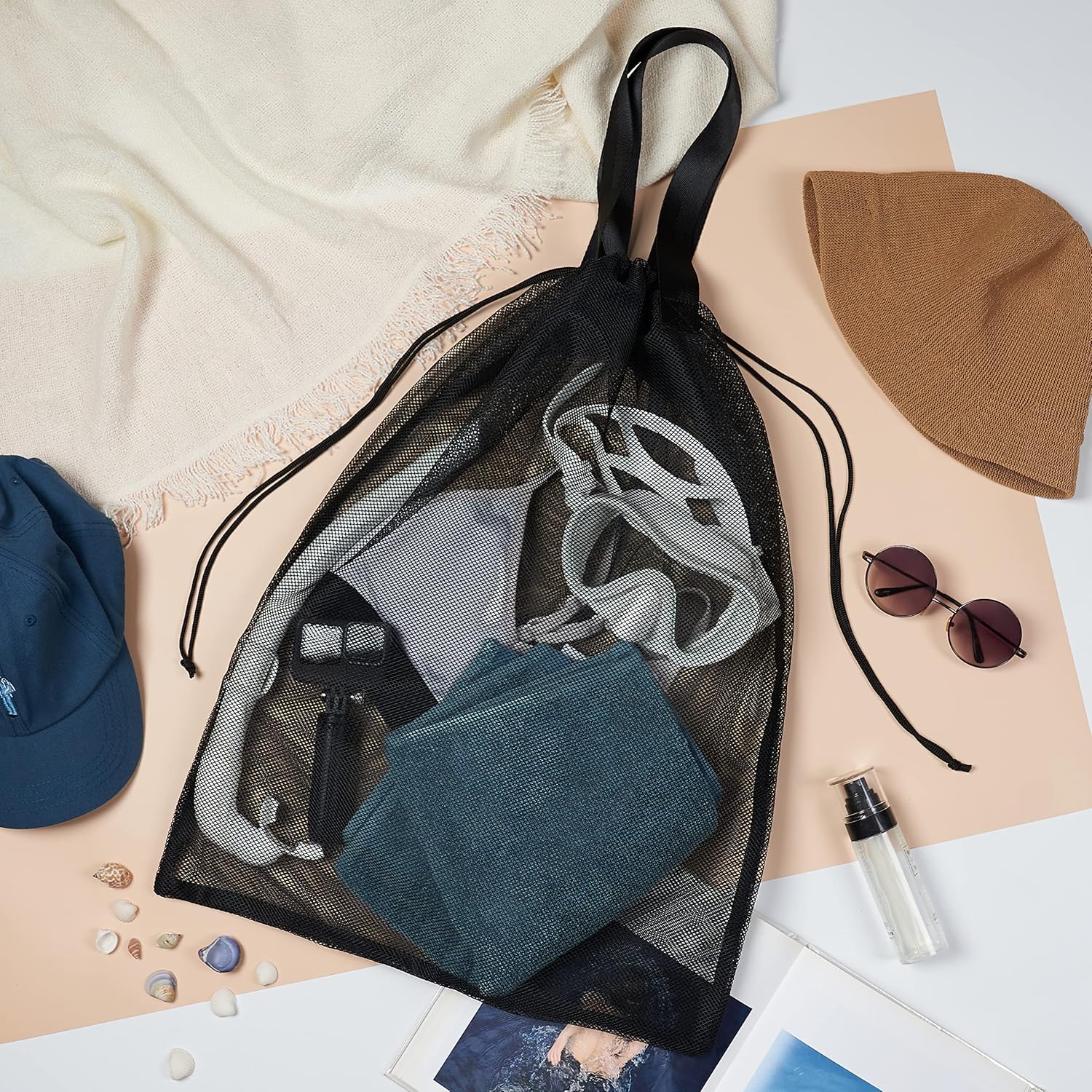 Mesh Laundry Bags with Handles & Double Drawstring Closure – Heavy Duty, Breathable 18 x 24 Inch Nylon for Dorm & Travel – Set of 2