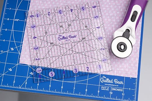 The Quilted Bear Square Quilting Ruler, Transparent Acrylic, Precise Bold Lines - Image 5