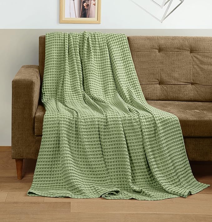 Utopia Bedding 100% Cotton Waffle Weave Blanket Twin Size - Image 4