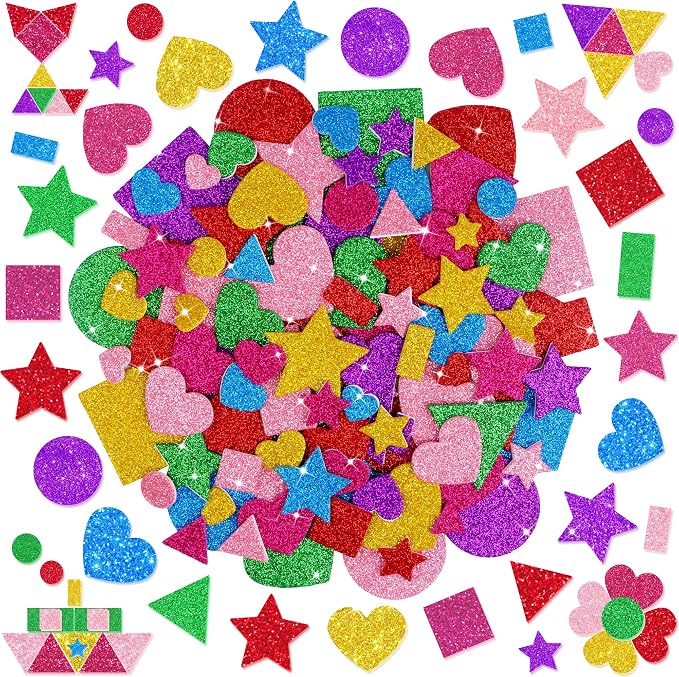 Foam Stickers, 7 Sheets 3D Glitter Foam Shape Stickers, Triangle Self-Adhesive by Unknown