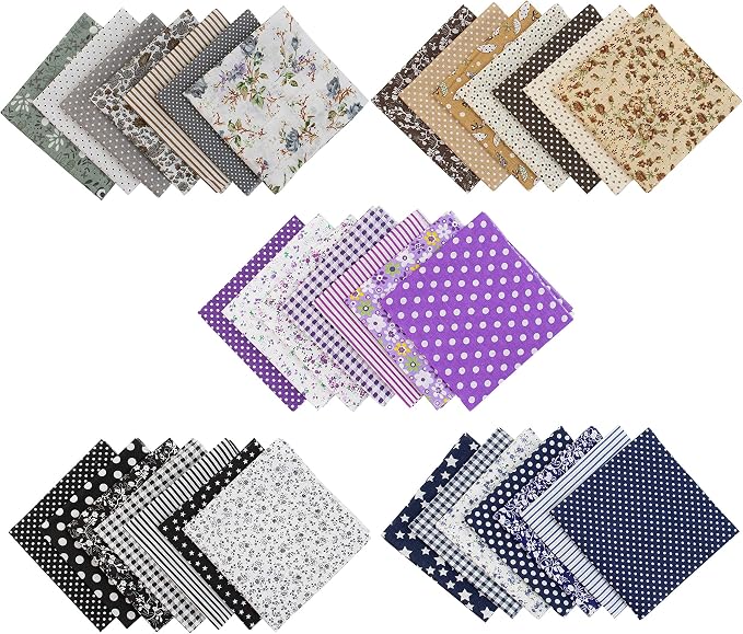 AUEAR, 35 Pack Cotton Print Fabric Bundle Squares 10"x10" Quilting Sewing by AUEAR