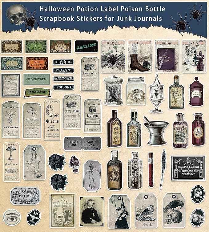 Prstincol 106 Pcs Potion Labels Stickers, Apothecary Sticker Dark Aesthetic - Image 7