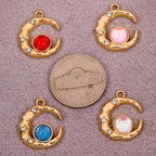 Gold-Tone Moon Charms with Rhinestones - Image 2