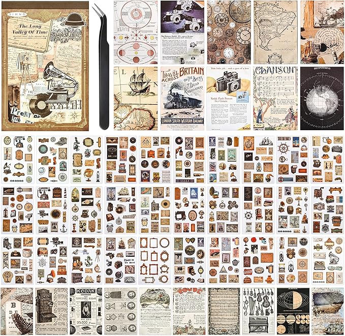 Vintage Aesthetic Stickers, 50 Sheets Washi Sticker Book by Ahmagen